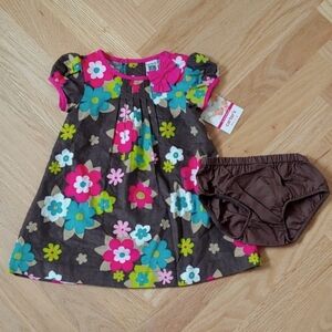 Carter's Brown and Pink A-line Flutter Sleeve Dress with Bloomers